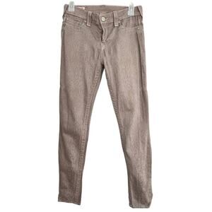 True Religion Halle Mid-Rise Straight Light Gray Jeans Sz 28 LIKE NEW